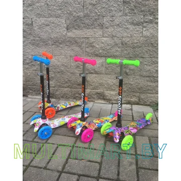 Самокат 21st Scooter Mini GRL 038Z салатовый, прозрачные колёса картинка 4